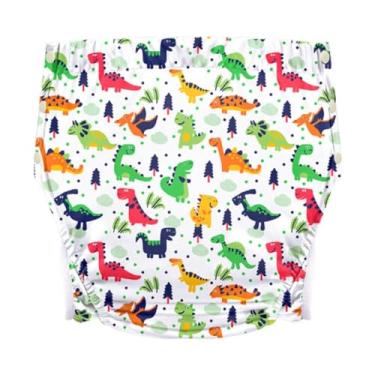 Imagem de Zialofi Fralda de pano para adultos, roupa íntima para incontinência com botões de pressão, cuecas resistentes antivazamento, capa de fralda para adultos, Dinossauro Xl