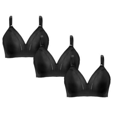 Imagem de Kit com 3 Sutiã Cobertura Total Sem Bojo Elegance Duloren, 50, Preto