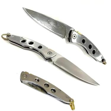 Imagem de Canivete Dobrável em Aço Inox, Design de Asa Gravada, com Clip de Metal