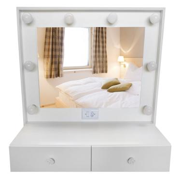 Imagem de Penteadeira Camarim 100% mdf Suspensa Espelho, parte elétrica pronta, branco - Dom Móveis