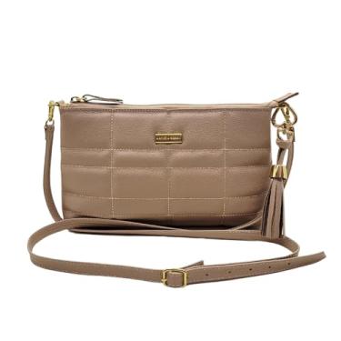 Imagem de Bolsa Feminina Couro Legítimo Ombro/Tranversal Matelassê Cores (Rosê)
