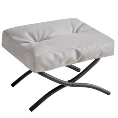 Imagem de IBUYKE Banco de apoio para os pés dobrável de 30 cm A, banquinho retangular pequeno para cadeira preguiçosa, descanso de pés moderno e portátil para sala de estar e quarto, cinza WBD020G