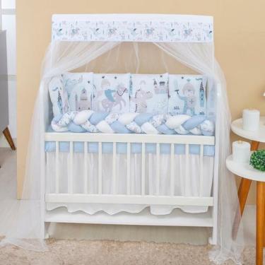 Imagem de Kit Mini Berço com 12 peças  Saia de Berço Bebê Menino Principe - Cari