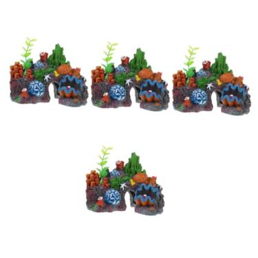 Imagem de AKALNNB 5 peças de decoração de aquário coral aquecedor terrário caranguejo vasilha plantas de aquário falso coral artificial estátua de coral ar peixe caverna vaso aerador figura