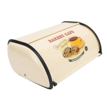 Imagem de Lixeira de Pão de Metal, Suporte de Caixa de Pão de Grande Capacidade Em Forma de Tambor de Champanhe, Recipiente de Armazenamento de Pão Requintado para Bancada de Cozinha,