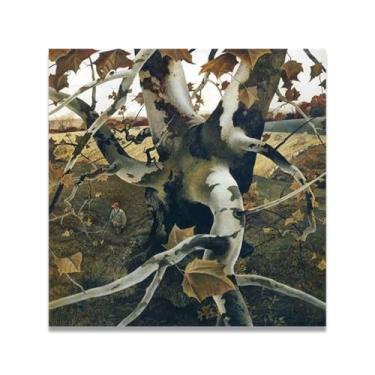 Imagem de LKXGRRSFG Impressão em tela The Hunter Andrew Wyeth - Arte de realismo americano, aquarela e pintura de têmpera de ovo para decoração de casa 39,9 x 39,9 cm