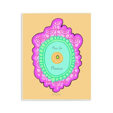 Imagem de Stupell Industries Pressione para arte de placa de parede com botão Prosecco, design de Katie Conley, 28 x 35 cm