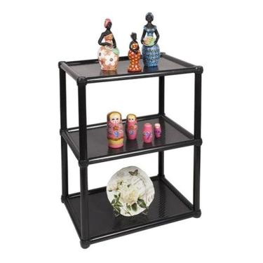 Imagem de Estante Plástica Multiuso 3 Prateleiras Preto