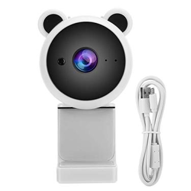 Imagem de Qanyegn 1080p HD USB Full HD Webcam, câmera de computador com microfone, câmera da web de gravação de vídeo digital para transmissão ao vivo (Branco)
