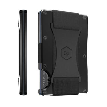 Imagem de Carteira Masculina Ridge, Compacta, Minimalista, Porta-cartões, Bolso frontal, Proteção RFID, Alça de Dinheiro, Preto real, One Size