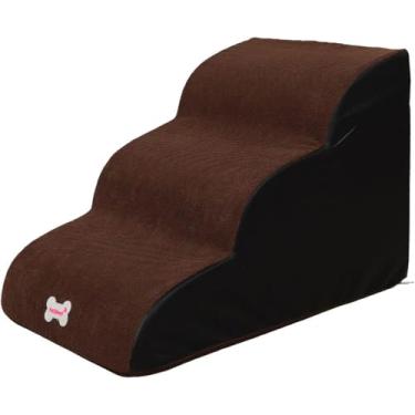 Imagem de Escadas Para Cães, Escadas Para Animais De Estimação De 3 Degraus, Escada De Sofá-cama De Espuma De Alta Densidade Para Animais De Estimação, Escadas Para Cães E, Brown, 60x40x40CM