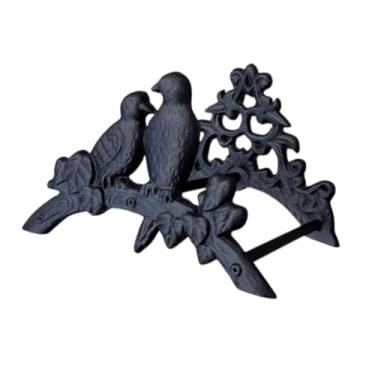 Imagem de Suporte Mangueira Em Metal Jardim Decorção Rústico Enrolador (Preto)