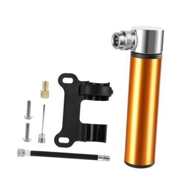 Imagem de UGPLM Bomba de pneu de 120 PSI Mini bomba de bicicleta Futebol Basquete Vôlei Barril telescópico CNC Universal Leve Inflador de Bolas, Ouro E Suporte