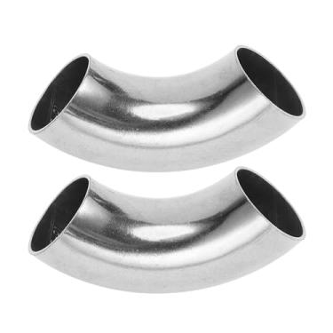 Imagem de Motoforti 2 peças 90 graus mandril curva cotovelo carro modificado tubo de escape tubulação 304 aço inoxidável tom prata 304