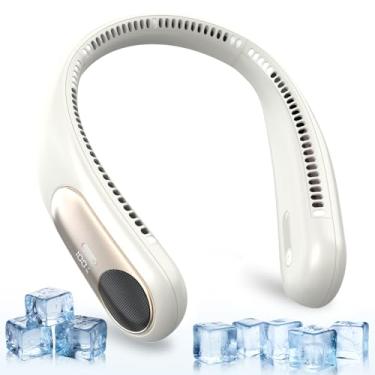 Imagem de Namecute Ventilador de pescoço portátil, ventilador de resfriamento pessoal com mãos livres de 360°, ventilador silencioso sem lâmina, bateria recarregável de 6000 mAh, visor de energia LED, 4