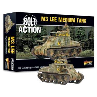 Imagem de Miniaturas de mesa Warlord Bolt Action M3 Lee Medium Tank 1:56 – Conjunto de soldados em miniatura pintáveis de plástico da Segunda Guerra Mundial, tampo de mesa sem pintura, miniaturas militares de