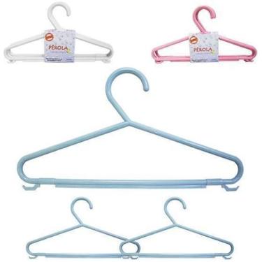 Imagem de Cabide Roupa Infantil Plastic Gancho Perola 3 Peca 27,5X15Cm - Pavipla