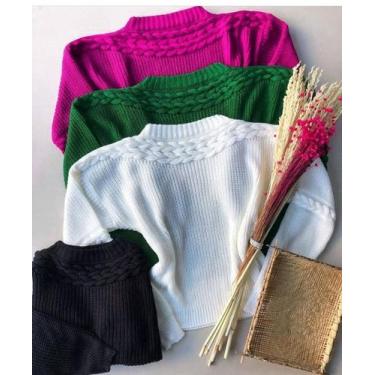 Imagem de Blusa tecido tricô manga longa feminina - Filó Modas, Pink, G