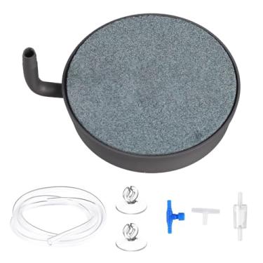 Imagem de MiOYOOW Pedra de ar de aquário, pedra de bolha altamente dissolvida com base de aço inoxidável, tubo de oxigênio macio de 1,5 m para aquário hidropônico