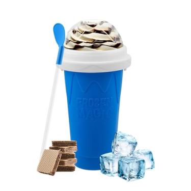 Imagem de SUB ZERO SLUSH Snow Much Fun Copo Espremedor Para Fazer Raspadinhas, Portátil Smoothies, Sucos, Leite E Sorvete, Camada Dupla De Sílica Com Tampa Canudo Crianças, Amigos Família (Azul, Tamanho Padrã