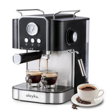 Imagem de Olayks Máquina de café expresso 20 bar, cafeteira profissional com espumador de leite, varinha a vapor para latte, cappuccino, máquina de café expresso com tanque de água removível de 1,8 L, presente