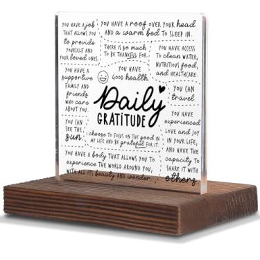 Imagem de SunyJone Presente de afirmação de gratidão diária para colegas de trabalho, sinal de citação de agradecimento de pensamento positivo, decoração de mesa de escritório mindfulness, presente inspirador