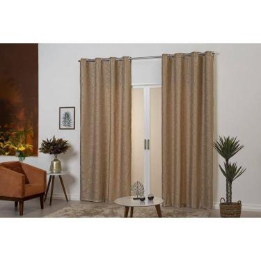 Imagem de Cortina Jacquard 4M X 2,50M Avelã Sala Quarto Cozinha