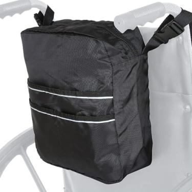 Imagem de Bolsa para cadeira de rodas para encosto da cadeira, bolsas de cadeira de rodas para pendurar nas costas, impermeável, com faixa refletiva, bolsa de armazenamento para cadeiras de rodas elétricas