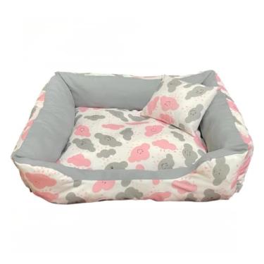 Imagem de Cama cachorro medio caminha pet 60 x 50 com ziper lavavel fundo impermeavel +almofadinha(NUVEM CINZA (M))