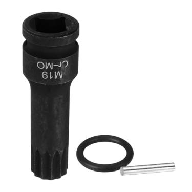 Imagem de HARFINGTON Soquete de 1/5.1 cm Drive M19 Triplo Quadrado Impacto Spline Bit 19 mm Aço CR-MO 12 Pontos Triplo Quadrados com Pino Contrapino e O-ring para Adaptador de Drivers de Furadeira Elétrica