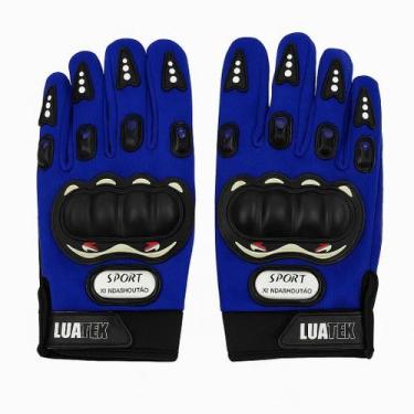Imagem de Luva De Proteção Motoqueiro Com Dedo Azul 3Xl - Luatek