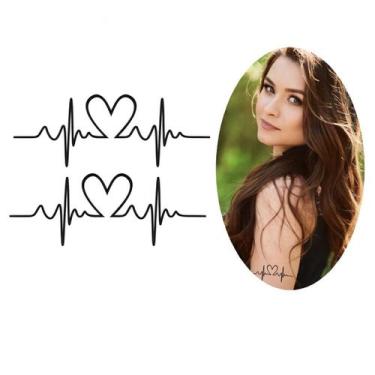 Imagem de Tatuagem Temporária Duplo Eletrocardiograma Amor Mensagem - 3I