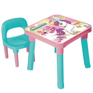 Imagem de Mesa infantil com cadeira Minha Mesinha Unicórnio Mágico - MONTE LIBAN