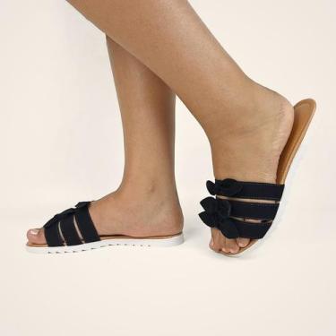 Imagem de Rasteirinha Clássica 3 tiras com laços - Tulip Shoes, Preto, 35