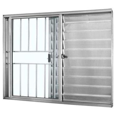 Imagem de Veneziana 3 folhas 1,00x1,00 com grade no alumínio brilhante