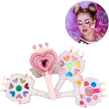 Imagem de Kit Estojo Paleta De Maquiagem Lavável Infantil Princesa Cosméticos Crianças