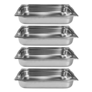 Imagem de Kit Quatro Cubas Gastronomica Padrão Gn 1/1 100mm Inox Com Alça Weck