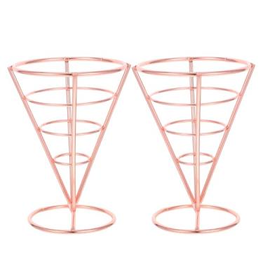 Imagem de 6 Peças Cone Porta Lanches Cesta De Fritura Cestas De Fast Food Cones De Metal Para Assar Suporte De Cone De Batata Frita Porta Fritas Aço Inoxidável Grelha Para Fritar Mini