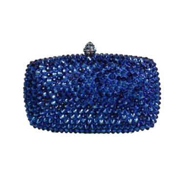 Imagem de DEBIMY Bolsa feminina brilhante de strass para noite com glitter, bolsa clutch de diamante, bolsa tiracolo de ombro para festa de formatura, Azul