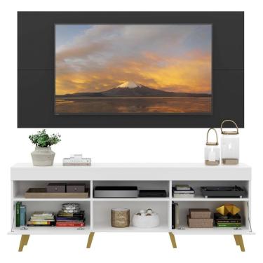 Imagem de Rack Com Painel Tv 65 Branco/preto Londres Natural