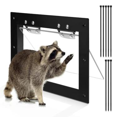 Imagem de SNOMEL Armadilha de guaxinim unidirecional, despejo de repelente ao ar livre, porta de gato para porta externa, portão de cão, armadilha de gambá, à prova de janela, embaixo do convés para gambás