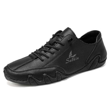 Imagem de mitvr Sapatos de condução masculinos casuais mocassins masculinos modernos tênis confortáveis para caminhada, Preto, 41