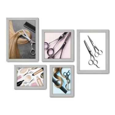 Imagem de Kit Com 5 Quadros Decorativos - Salão de Beleza Cabeleireiro - 054kq01