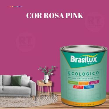 Imagem de Esmalte Sintético Brasilux Base Água Ecologico Cor Rosa 800ML Brilhant