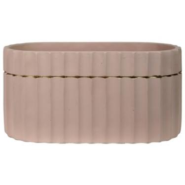 Imagem de Vaso oval Skylar, cimento, argila e ouro