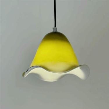 Imagem de WLHAZMWY Candeeiro pendente nórdico vintage antigo luz pendente de vidro verde cerativo lâmpada suspensa decoração de casa moderna E26