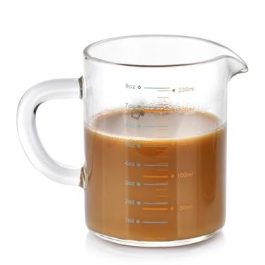 Imagem de Copo medidor de vidro borossilicato de 227 g com bico resistente ao calor e ao frio, medições precisas de oz/ml, sem gotejamento para cozinha, cozimento, café e laboratório, fácil de limpar, durável e