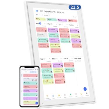 Imagem de Calendário digital de 53 cm, tabela de tarefas eletrônica, agenda semanal e mensal inteligente 1920 * 1080p IPS tela sensível ao toque calendário de parede e mesa para horários familiares, branco