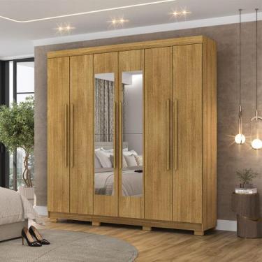 Imagem de Guarda Roupa Casal Doral 6 Portas de Bater 2 com Espelhos 2 Gavetas Na