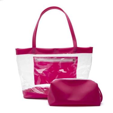 Imagem de Bolsa Praia Rosa Pink Sacola Minibag Viagem Verão Luxo - Fenny Shoes, 